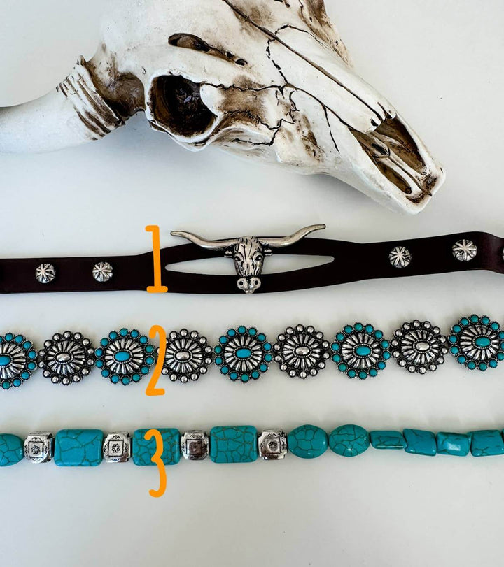 Western Hat Band - Concho, stone, longhorn steer - Cowgirl Charm