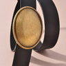 Western Oval Buckle Leather Belt - Cowgirl Charm