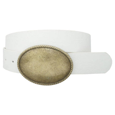 Western Oval Buckle Leather Belt - Cowgirl Charm