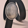 Western oval buckle leather belt by anbfashion featuring classic Western-style design and durable leather construction.