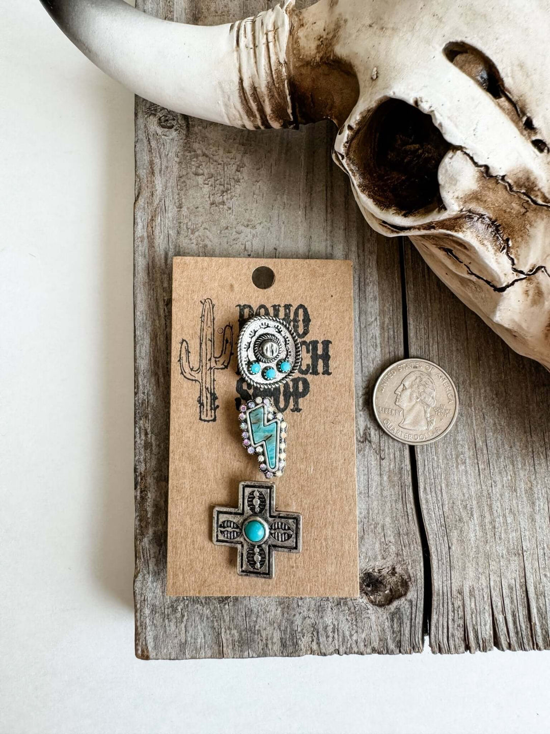 Western Turquoise Silvertone Pin Set - Trucker hat, purse - Cowgirl Charm