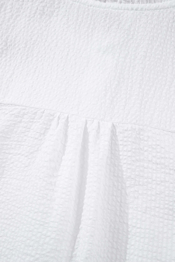 White Ruffle Front Puff Sleeve Blouse - Cowgirl Charm