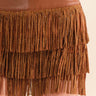 Wide Faux Leather Waist Tiered Fringe Studded Short - Cowgirl Charm