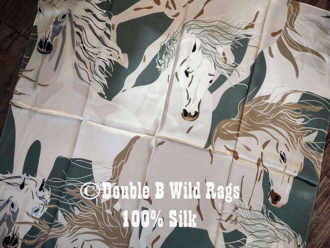 Wild Rag 100% Silk Large Horse Print Cowboy Western Neck Scarf Bandanna by Double B Wild Rags - Cowgirl Charm