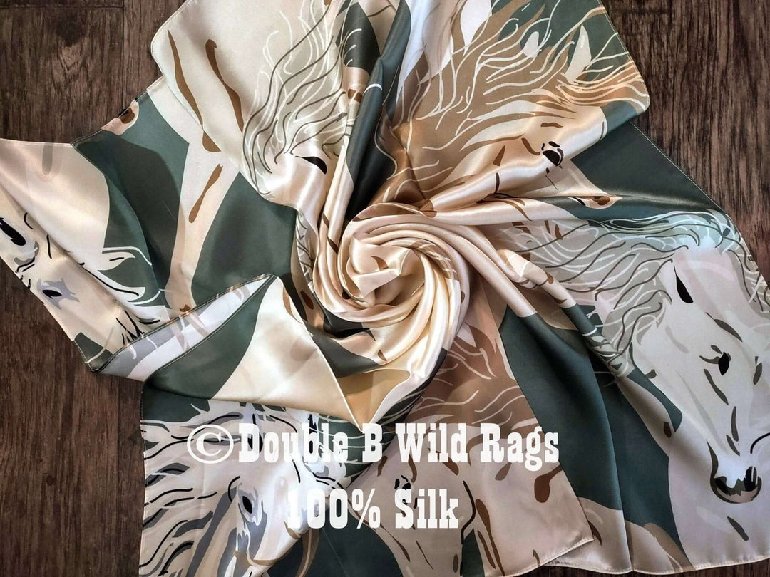 Wild Rag 100% Silk Large Horse Print Cowboy Western Neck Scarf Bandanna by Double B Wild Rags - Cowgirl Charm