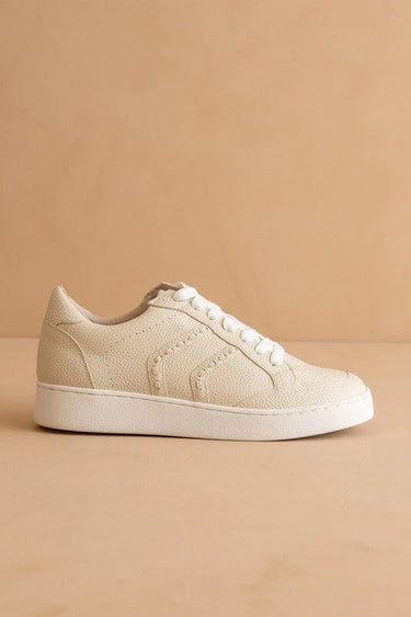 Womens Cream Leather - like Sneakers | Stylish White Casual Shoes for Everyday Wear - Cowgirl Charm