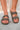 Women’s Double Buckle Slip - On Sandals – Comfort Footbed, Brown Monogram Print Slides - Cowgirl Charm