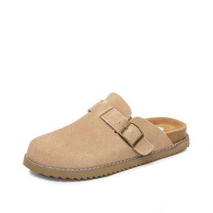 Yellow Box MAIBLE women's cork sole mules with buckle strap, stylish slip-on sandals by Mars Sky Shoes Wholesale