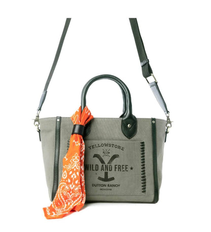 Myra Bags Yellowstone Montana crossbody bag with attached scarf, featuring a stylish design and functional storage.