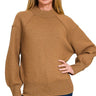 Zenana Viscose Mock Neck Exposed Seam Sweater - Cowgirl Charm